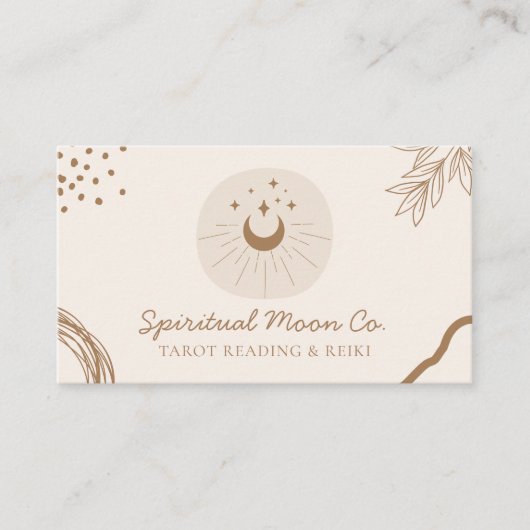 Beige Blush Moon Stars Spirituele Reiki Visitekaartje (Voorkant)