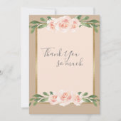 Beige Blush Perzik Bloemrijke Romantische Eleganti Bedankkaart (Voorkant)