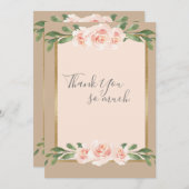 Beige Blush Perzik Bloemrijke Romantische Eleganti Bedankkaart (Voorkant / Achterkant)