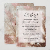 Beige Blush Pink Boho Floral Baby shower Kaart (Voorkant / Achterkant)