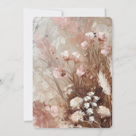  Beige Blush Pink Boho Floral Baby shower Kaart (Achterkant)