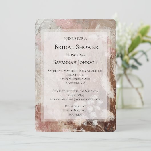  Beige Blush Pink Boho Floral Vrijgezellenfeest Kaart (Staand voorkant)