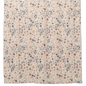 Beige Blush Roze Blauwe Koraal Boho Bloemen Douchegordijn (Voorkant)