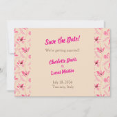 Beige & Blush Roze Bloemen Bewaar de Datum Kaart (Voorkant)