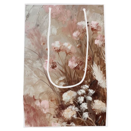  Beige Blush Roze Boho Bloemen Medium Cadeauzakje (Achterkant)