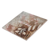  Beige Blush Roze Boho Bloemen Tegeltje (Zijkant)