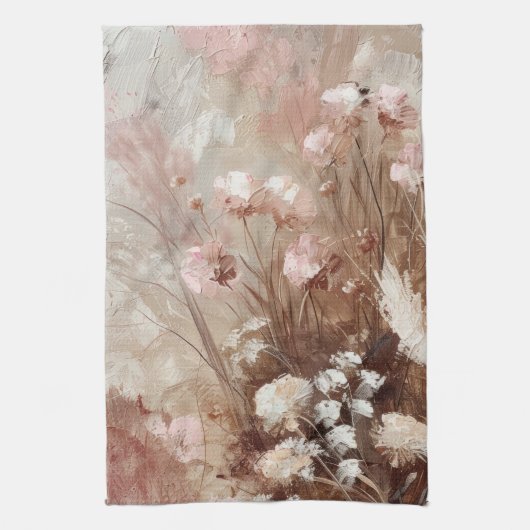  Beige Blush Roze Boho Bloemen Theedoek (Verticaal)