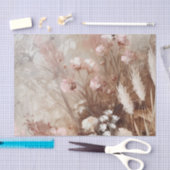 Beige Blush Roze Boho Bloemen Tissuepapier (Craft)