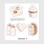 Beige Blush Roze Chocolade Hartjes Egel Sticker (Vel)