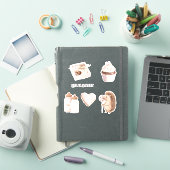 Beige Blush Roze Chocolade Hartjes Egel Sticker (iPad Cover)