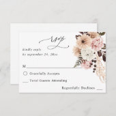 Beige & Blush Roze Rustic no Meal RSVP (Voorkant / Achterkant)