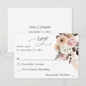 Beige & Blush Roze Rustic no Meal RSVP Kaartje (Voorkant / Achterkant)