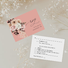Beige & Blush Roze Rustiek met Maaltijd RSVP - Roz Kaartje