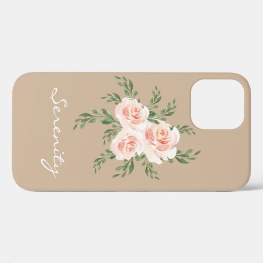Beige Blush Serenity Romantic Waterverf Typografie Case-Mate iPhone Case (Achterkant (horizontaal))