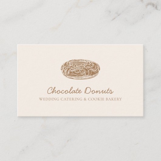 Beige Blush Thuisgemaakte Chocolade Donut Logo Visitekaartje (Voorkant)