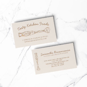 Beige Blush Thuisgemaakte Voedsel Bakkerij Kooktoe Visitekaartje