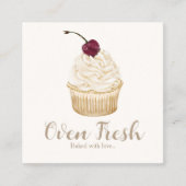 Beige Blush Waterverf Cupcake Bakkerij Vierkante Visitekaartje (Voorkant)