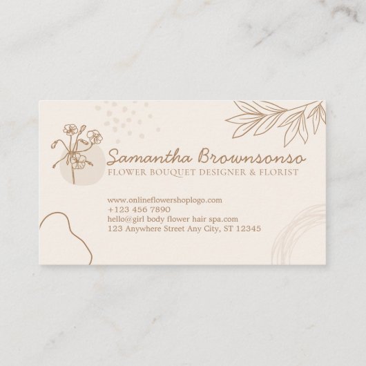 Beige Blush Weddenschap Calligrafie Chic Classy Fl Visitekaartje (Achterkant)