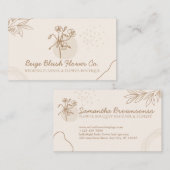 Beige Blush Weddenschap Calligrafie Chic Classy Fl Visitekaartje (Voorkant / Achterkant)