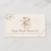 Beige Blush Weddenschap Calligrafie Chic Classy Fl Visitekaartje (Voorkant)