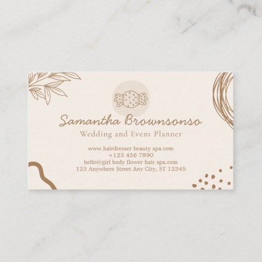 Beige Blush Wedding Planner Birthday Threat Snoep Visitekaartje (Achterkant)