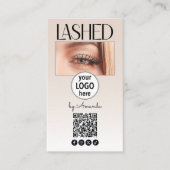 Beige Blush Wimper Logo QR Code Sociale Media Visitekaartje (Voorkant)