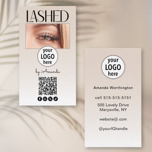 Beige Blush Wimper Logo QR Code Sociale Media Visitekaartje