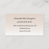 Beige Blush Wimper Minimalistisch Script Foto Visitekaartje (Achterkant)