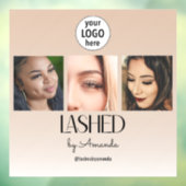Beige Blush Wimper Minimalistische Script Foto Log Raamsticker (Vel 3)
