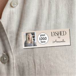 Beige Blush Wimperhaken Minimaal Logo Foto Naamplaatje