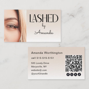 Beige Blush Wimpers Foto QR Code Sociale Iconen Visitekaartje