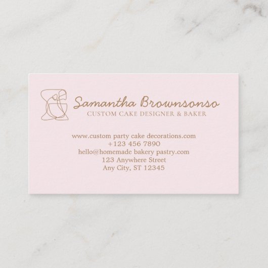 Beige Blush Zelfgemaakt Eten Bakkerij roze Visitekaartje (Achterkant)