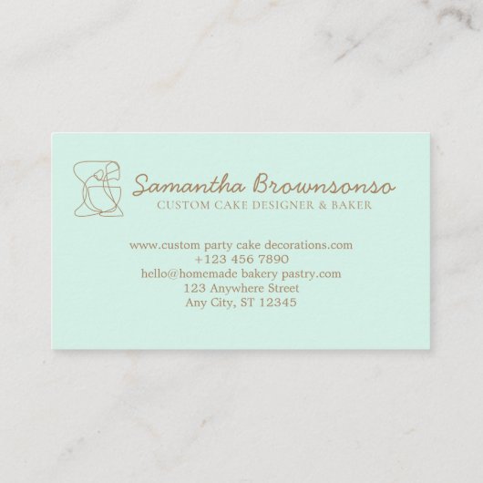 Beige Blush Zelfgemaakte Food Bakkerij groen Visitekaartje (Achterkant)