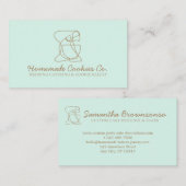 Beige Blush Zelfgemaakte Food Bakkerij groen Visitekaartje (Voorkant / Achterkant)