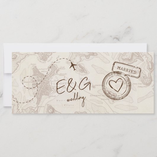 Beige Boarding Pass Bestemming Bruiloft QR-code Kaart (Achterkant)