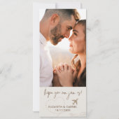 Beige Boarding Pass Bestemming Foto Bruiloft Kaart (Achterkant)