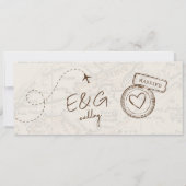 Beige Boarding Pass Destination Wedding Fiji Kaart (Achterkant)