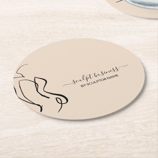 Beige Body sculpting contouren esthetiek Ronde Kartonnen Onderzetter (Gebogen)