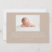 Beige Boerderij Linnen Strepen 2 Foto Geboorte Aankondiging (Achterkant)