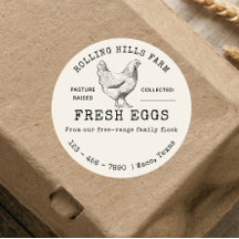 Beige boerderij verse kip hen eieren doos label
