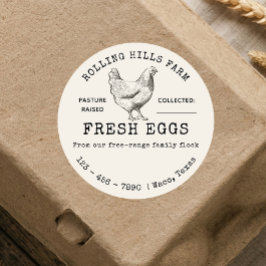 Beige boerderij verse kip hen eieren doos label