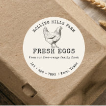 Beige boerderij verse kip hen eieren doos sticker