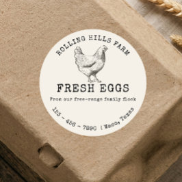 Beige boerderij verse kip hen eieren doos sticker