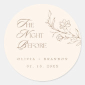 Beige Boho avond voor repetitie diner bruiloft Ronde Sticker (Voorkant)