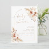Beige Boho Baby shower Pampas Grass Kaart (Staand voorkant)