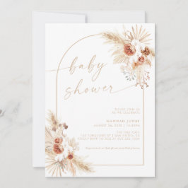 Beige Boho Baby shower Pampas Grass Kaart