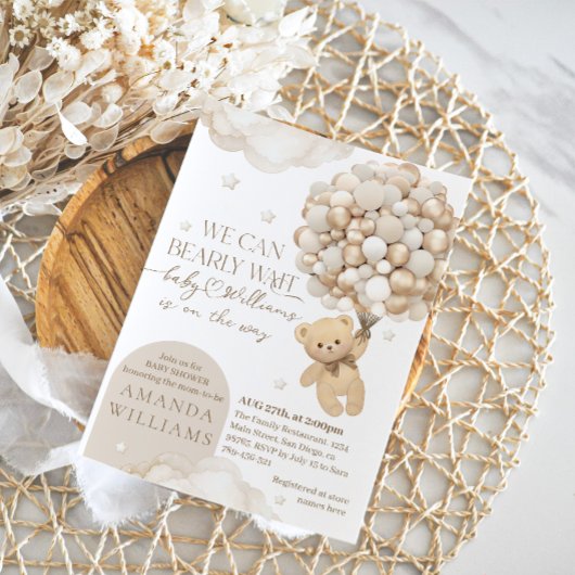 Beige Boho Barly wachten Neutraal Baby shower Kaart
