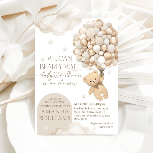 Beige Boho Barly wachten Neutraal Baby shower Kaart