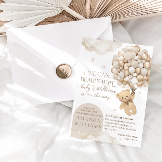 Beige Boho Barly wachten Neutraal Baby shower Kaart