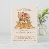 Beige Boho Beer Mammie Baby shower Kaart (Staand voorkant)